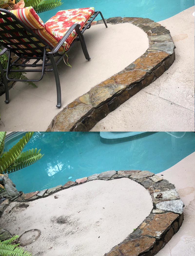 Pressure washing pool decks