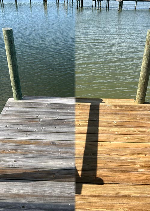Cocoa dock pressure washing photo. Before & after