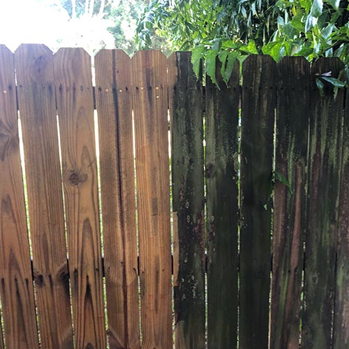 Brevard fence pressure washing photo. Before & after